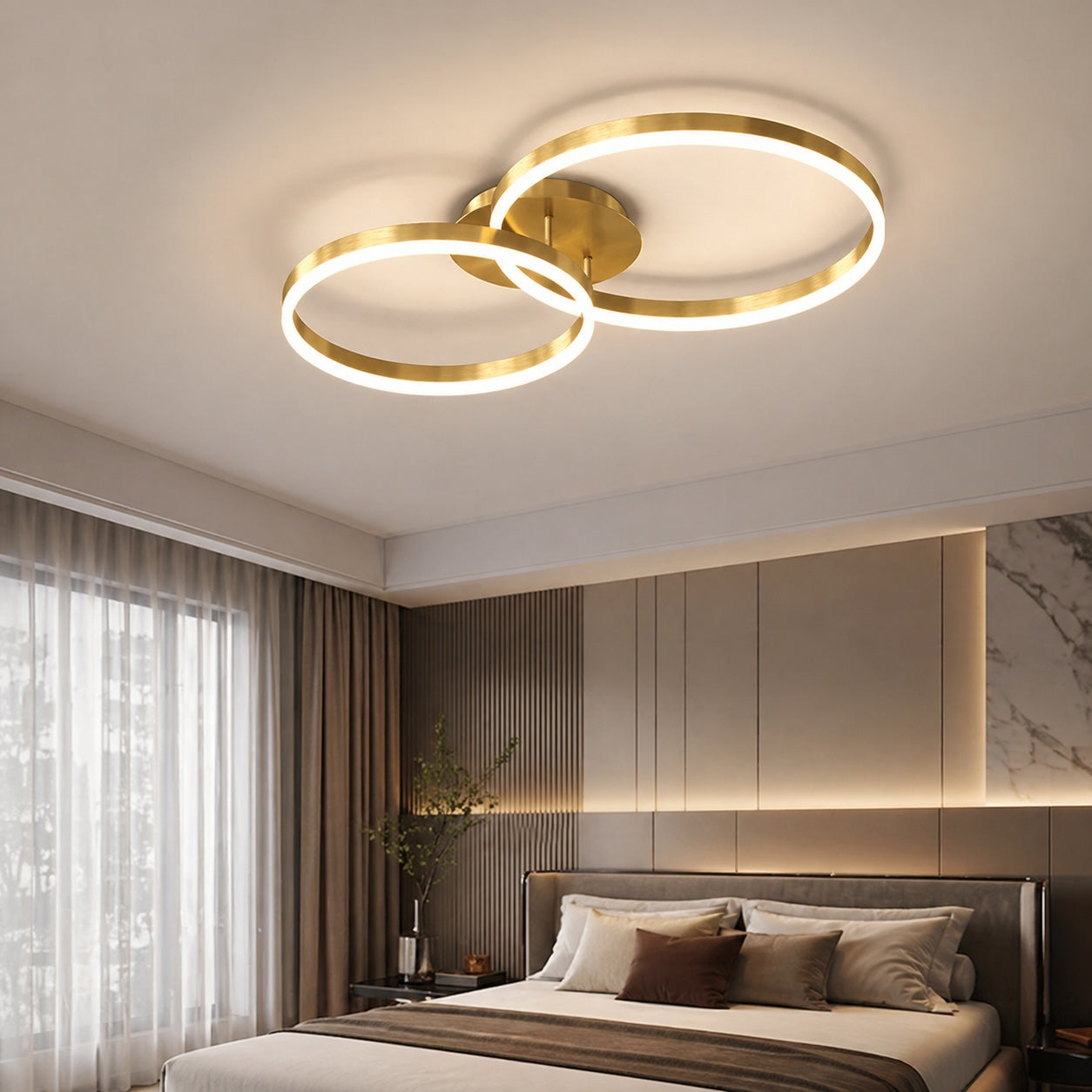 Modern LED Ceiling Light Flush Mount Aluminum Multi-Ring Design for Bedroom Living Room | ribuella