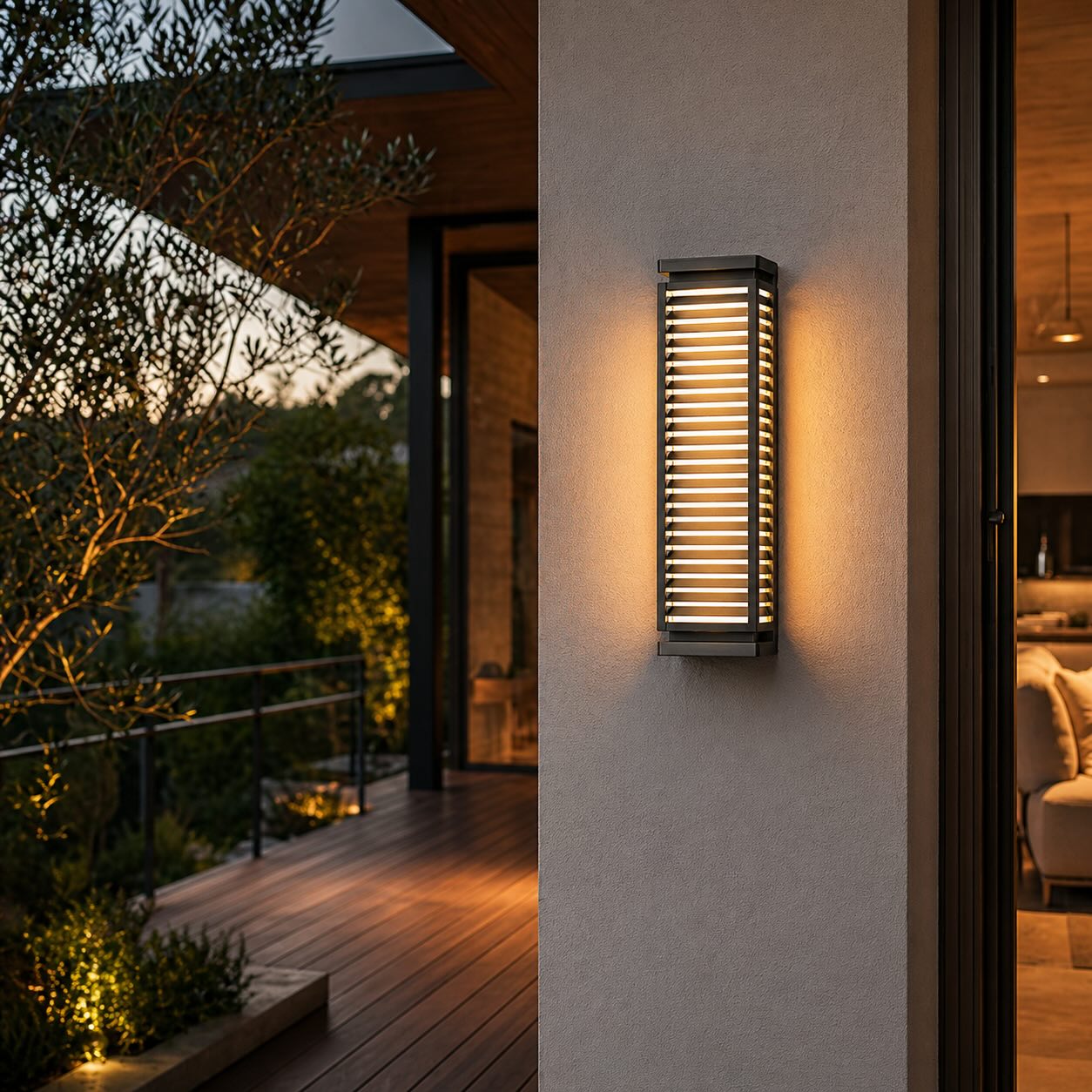 Applique murale extérieure noire moderne étanche, en acier inoxydable cubique, avec LED pour l’extérieur | ribuella