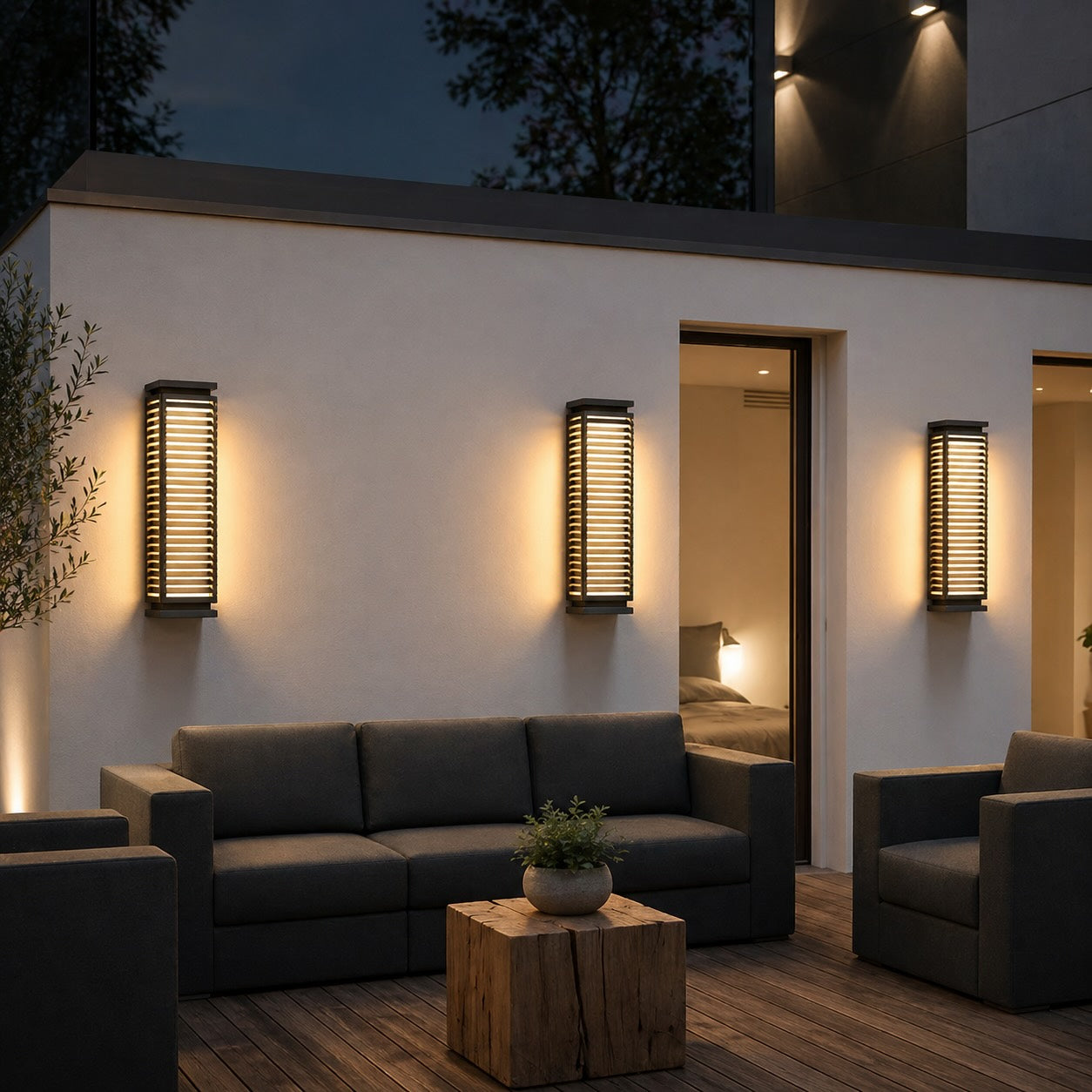 Applique murale extérieure noire moderne étanche, en acier inoxydable cubique, avec LED pour l’extérieur | ribuella