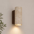 Applique murale minimaliste à éclairage haut et bas, travertin, LED, pierre naturelle, câblage fixe, 3000K | ribuella