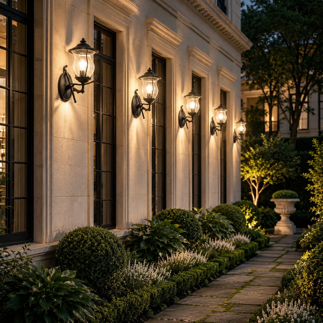 Modern Outdoor Wall Sconce with Carved Glass Shade Aluminum LED Warm White Lighting | ribuella