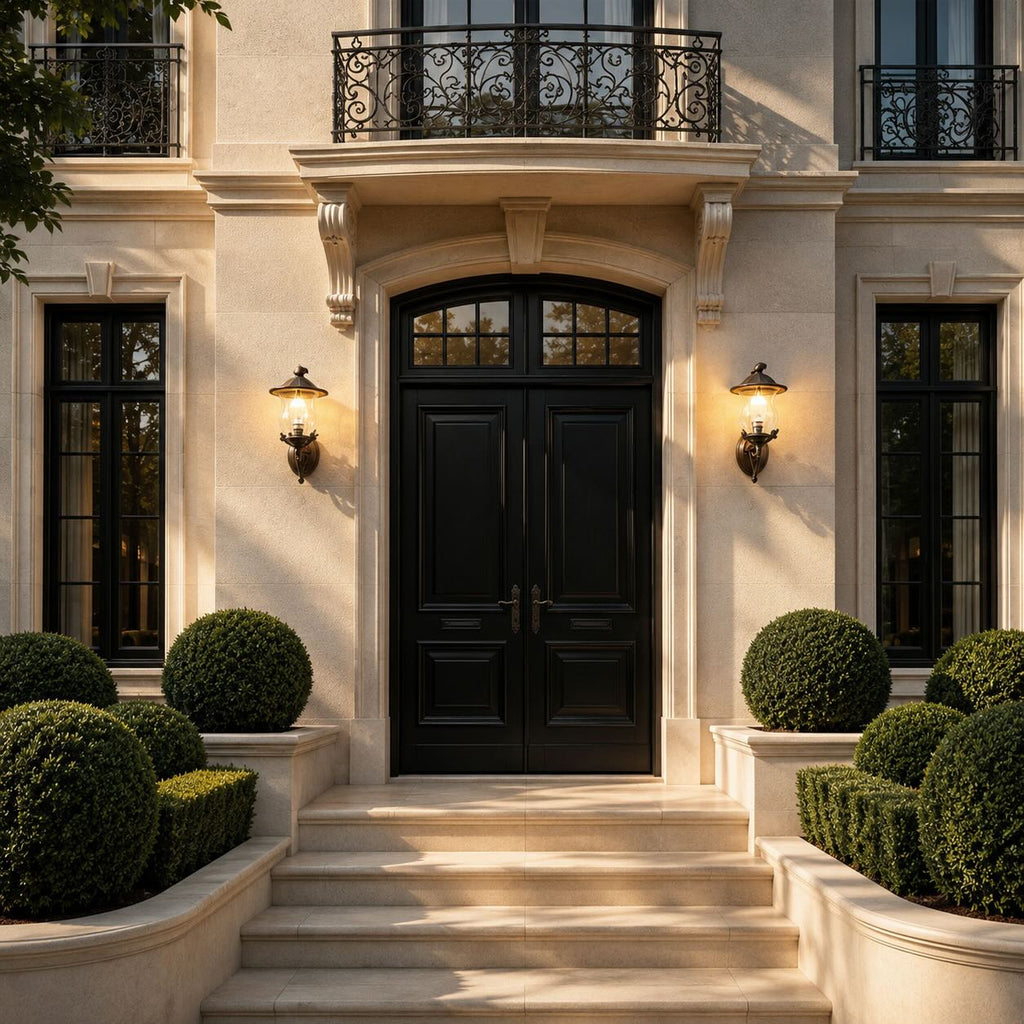 Modern Outdoor Wall Sconce with Carved Glass Shade Aluminum LED Warm White Lighting | ribuella