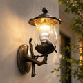 Modern Outdoor Wall Sconce with Carved Glass Shade Aluminum LED Warm White Lighting | ribuella