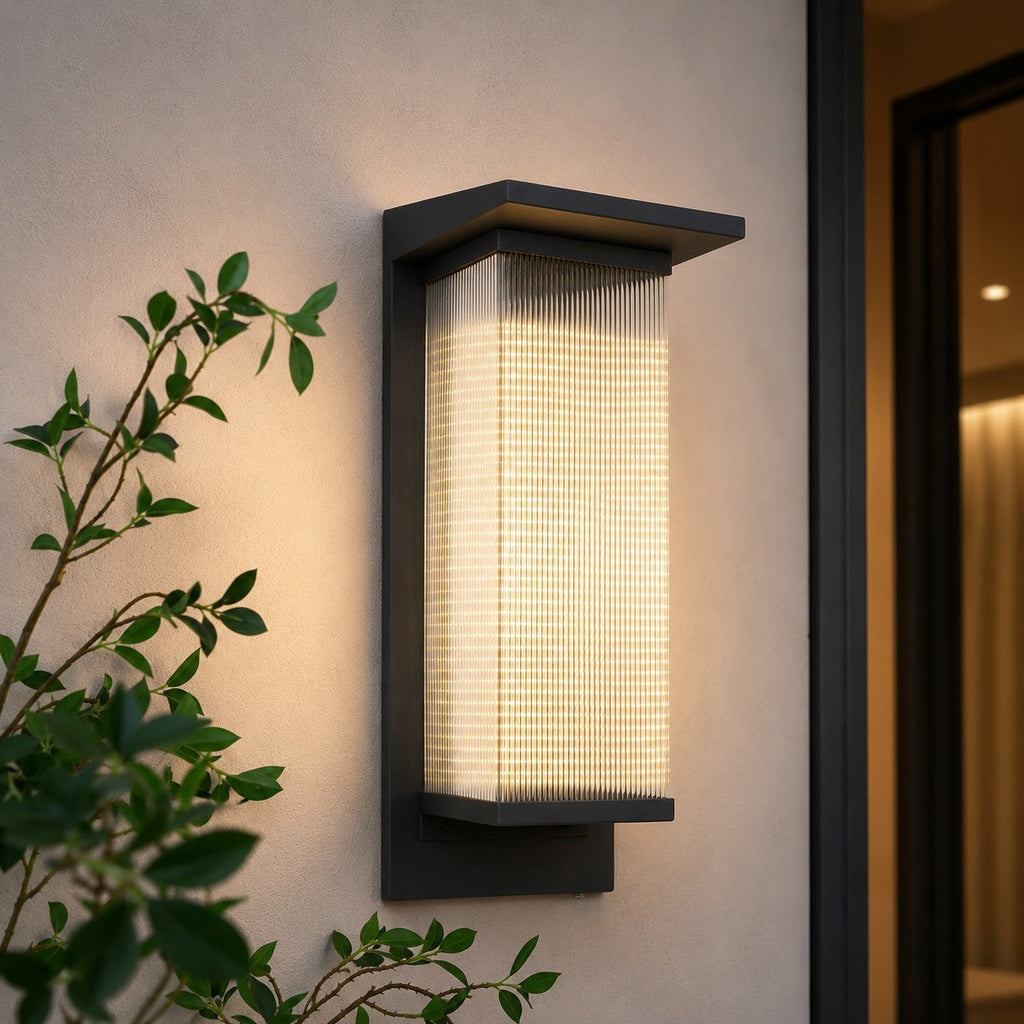 Moderne wasserdichte LED-Außenwandleuchte aus Edelstahl zur Wandmontage, IP65, mit integrierter LED | ribuella
