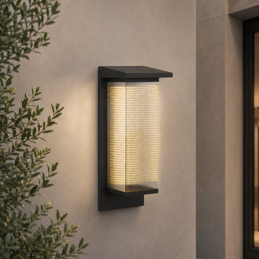 Moderne wasserdichte LED-Außenwandleuchte aus Edelstahl zur Wandmontage, IP65, mit integrierter LED | ribuella