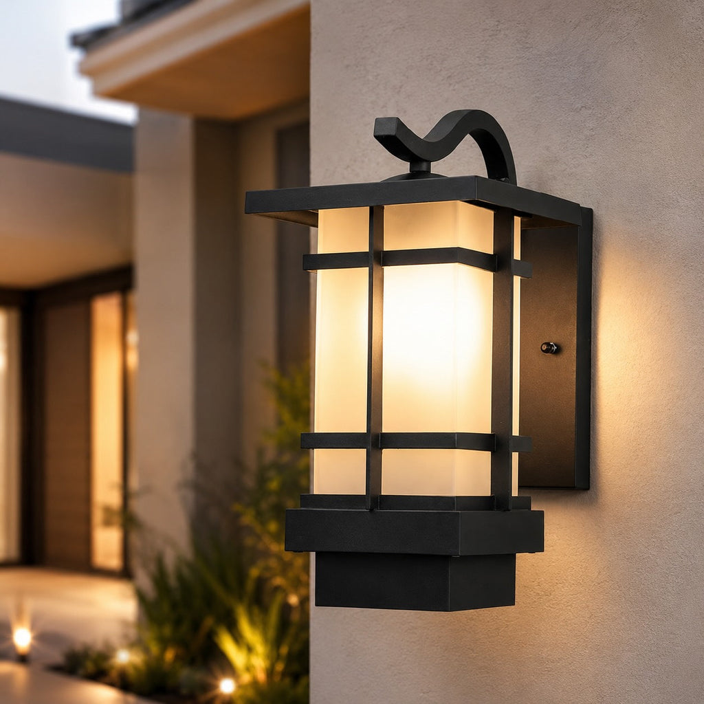 Modern Outdoor Wall Lantern Adjustable Wall Mounted Aluminum Frosted Glass LED IP65 Waterproof | ribuella