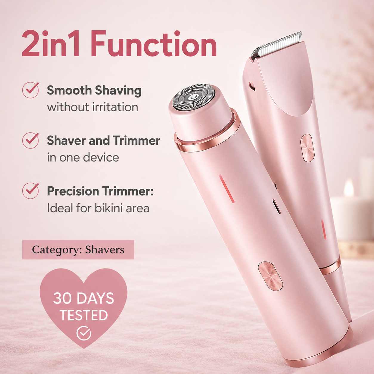 IntimLisse elektrisk, oppladbar barbermaskin for kvinner