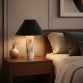 Modern Marble Table Lamp Adjustable Black Fabric Shade LED Compatible for Bedside or Desk | ribuella
