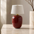Lampe de table moderne en céramique, sans fil, avec LED réglable, finition crème chaude et taupe sable | ribuella