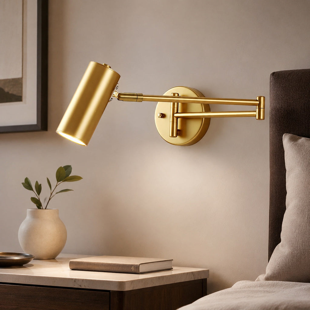 Industrial Wall Sconce Adjustable Metal Brass and Matte Black LED Wall Light | ribuella