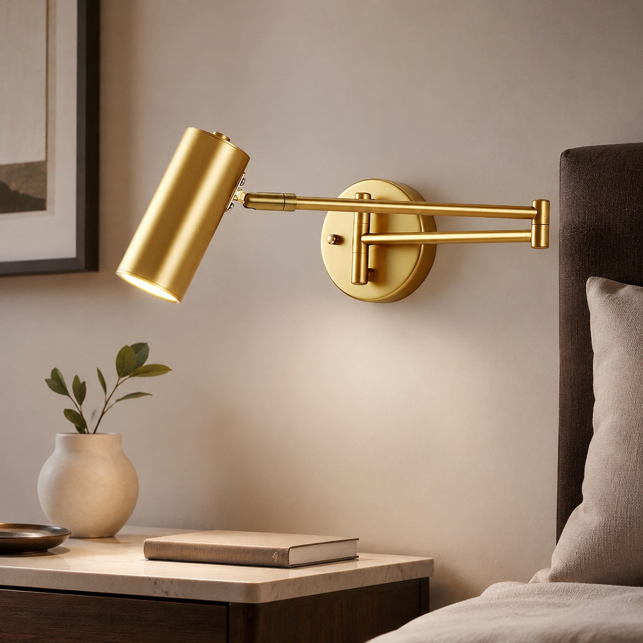 Industrial Wall Sconce Adjustable Metal Brass and Matte Black LED Wall Light | ribuella