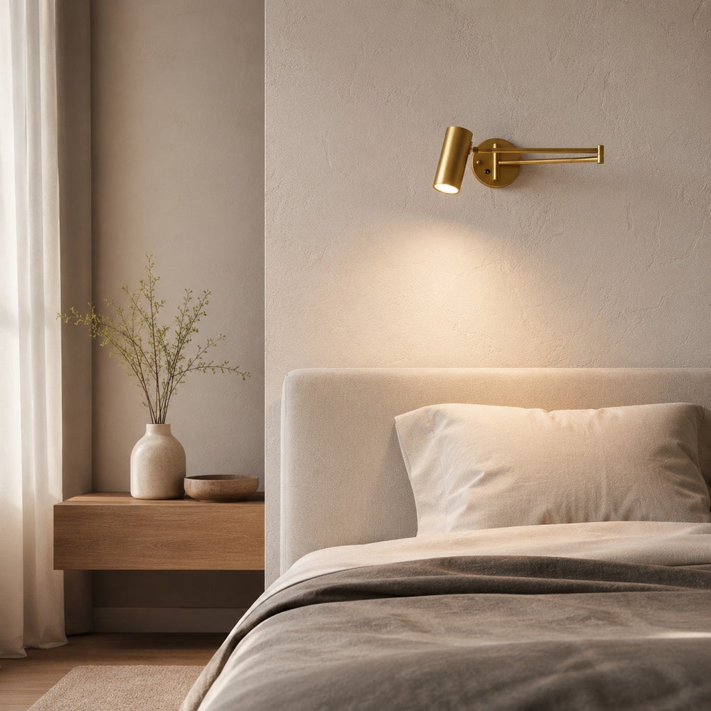 Industrial Wall Sconce Adjustable Metal Brass and Matte Black LED Wall Light | ribuella