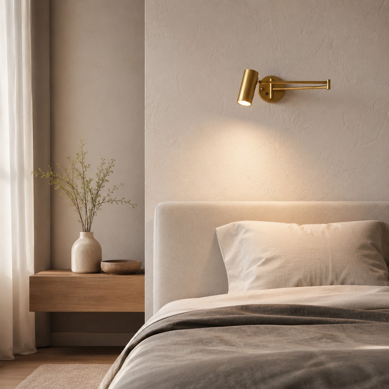 Industrial Wall Sconce Adjustable Metal Brass and Matte Black LED Wall Light | ribuella