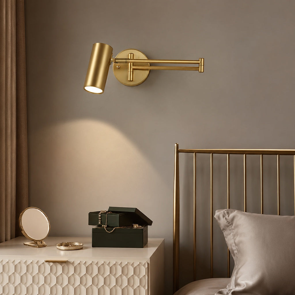 Industrial Wall Sconce Adjustable Metal Brass and Matte Black LED Wall Light | ribuella