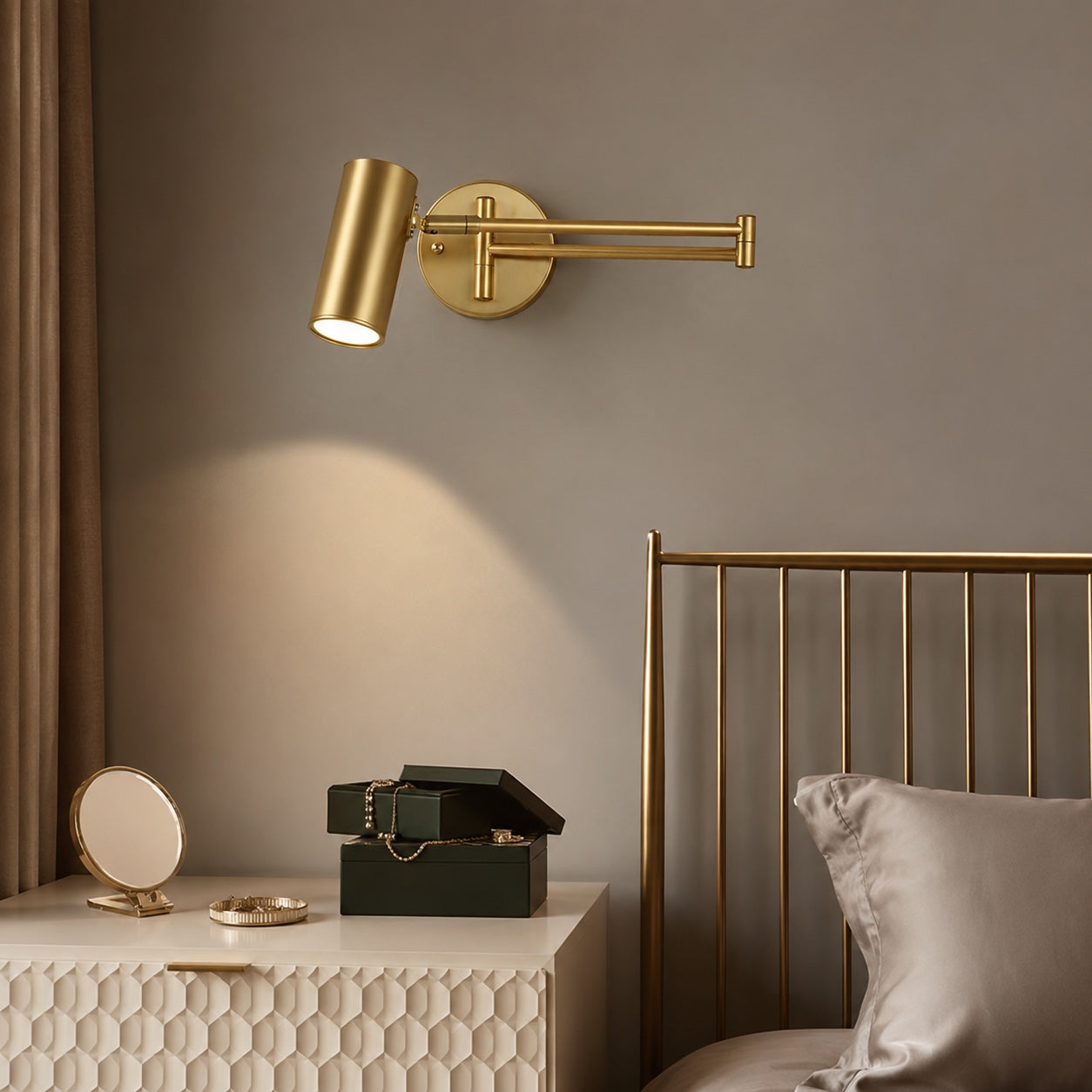 Industrial Wall Sconce Adjustable Metal Brass and Matte Black LED Wall Light | ribuella