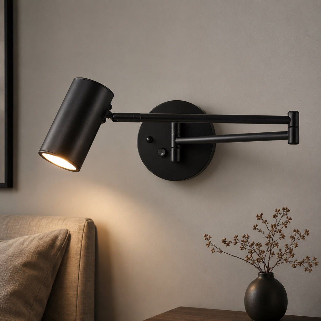 Industrial Wall Sconce Adjustable Metal Brass and Matte Black LED Wall Light | ribuella