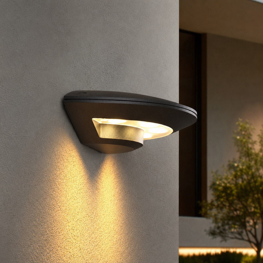 Modern Outdoor Wall Light Waterproof Metal Acrylic Flying Saucer Design 3000K LED Illumination | ribuella