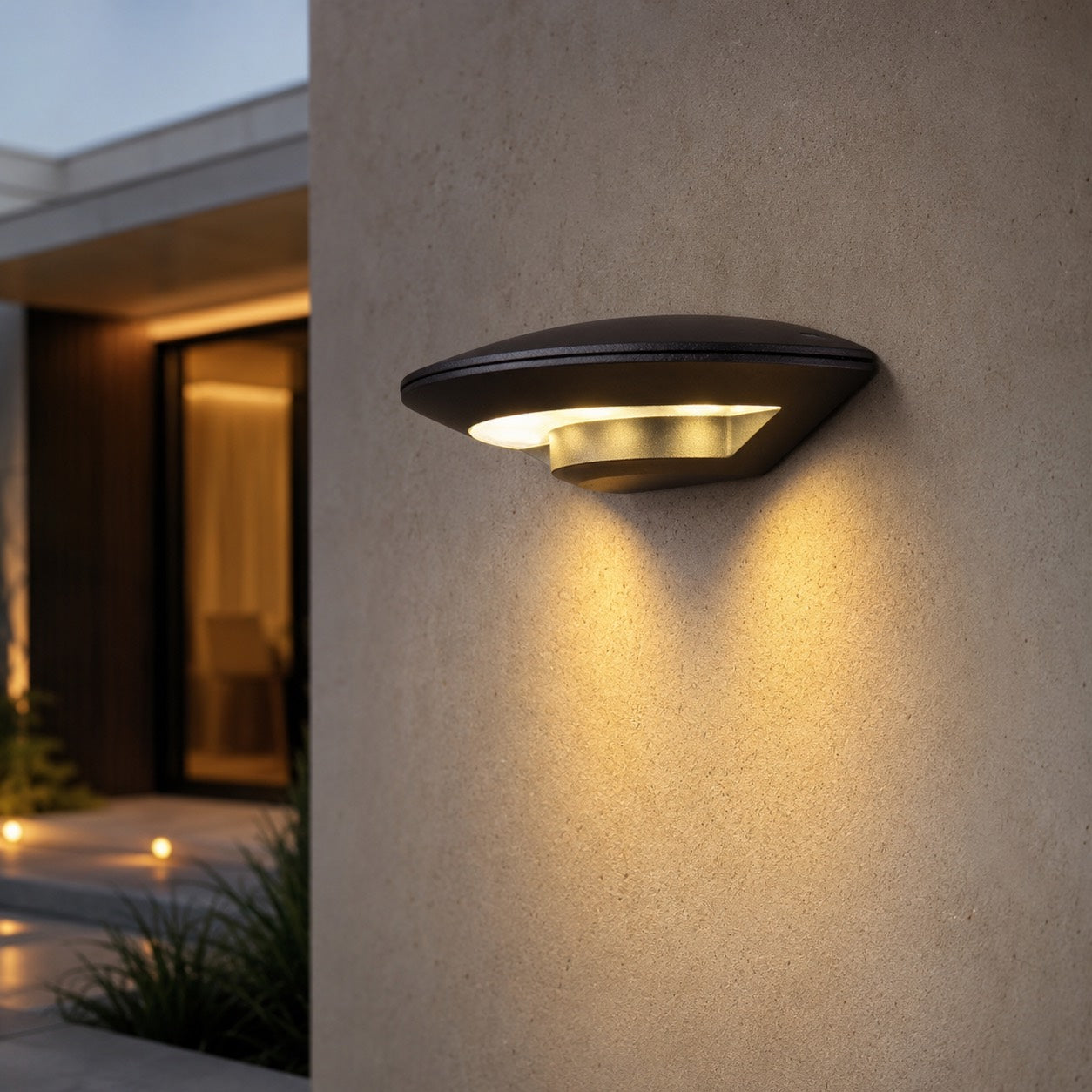Modern Outdoor Wall Light Waterproof Metal Acrylic Flying Saucer Design 3000K LED Illumination | ribuella