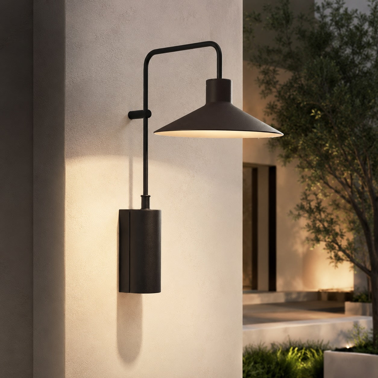 Modern Outdoor Wall Light Waterproof Metal Adjustable LED Wide Cone Design | ribuella