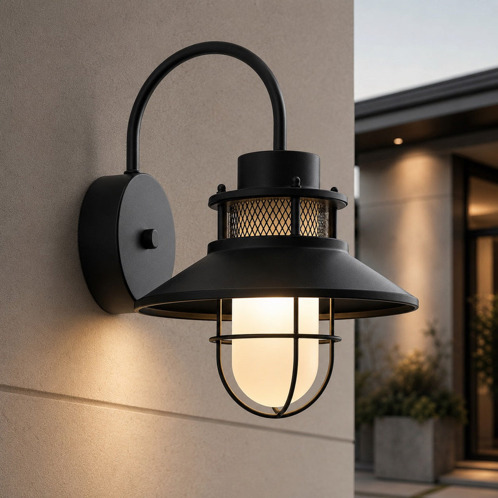 Vintage Outdoor Wall Light with Weatherproof Metal and Glass Construction for LED Bulbs | ribuella