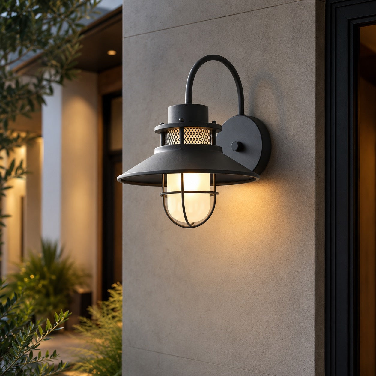 Vintage Outdoor Wall Light with Weatherproof Metal and Glass Construction for LED Bulbs | ribuella
