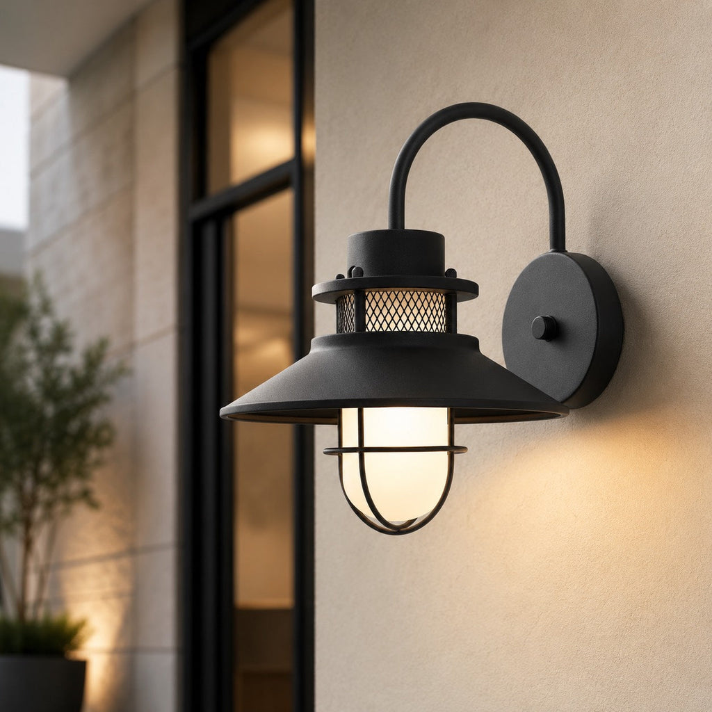 Vintage Outdoor Wall Light with Weatherproof Metal and Glass Construction for LED Bulbs | ribuella