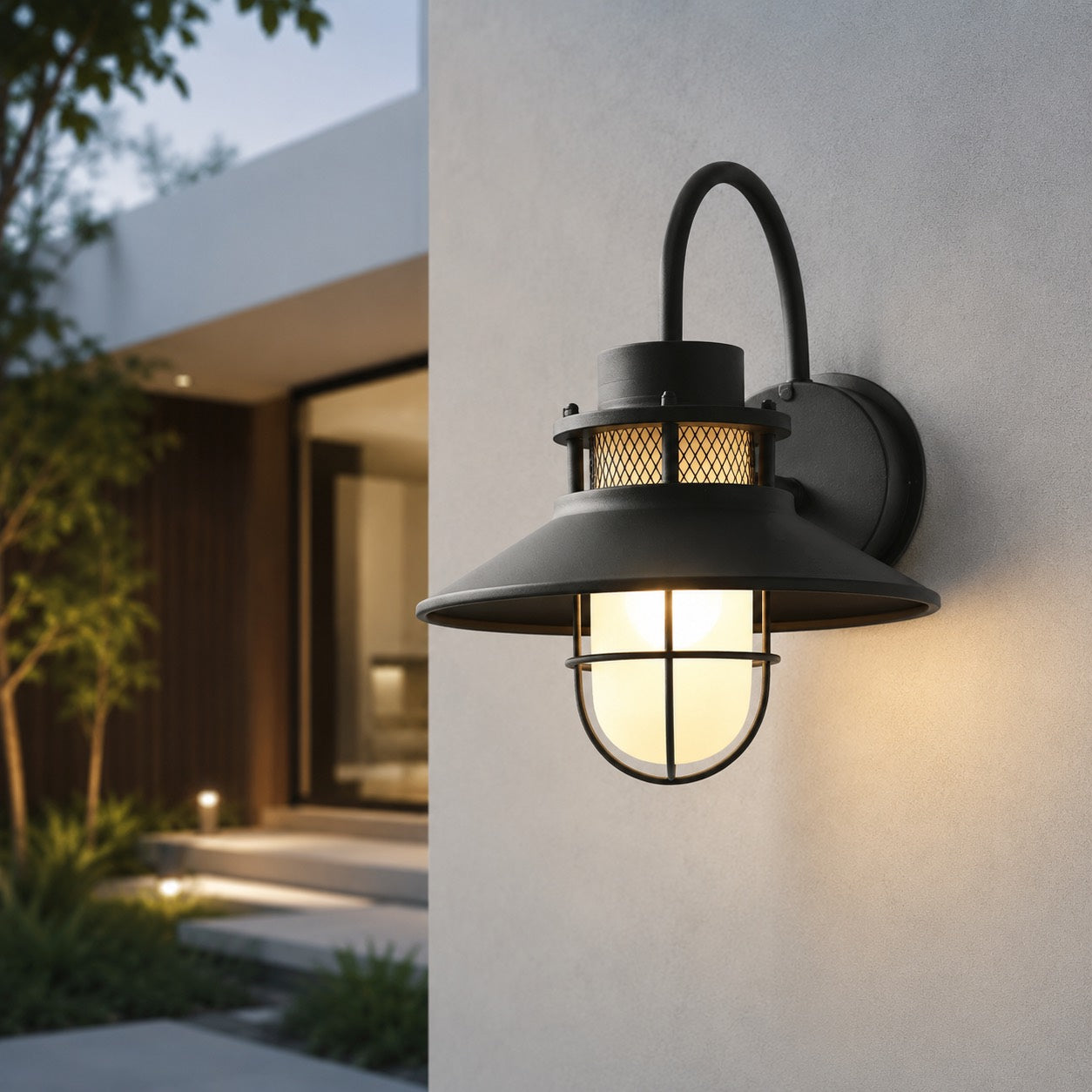 Vintage Outdoor Wall Light with Weatherproof Metal and Glass Construction for LED Bulbs | ribuella