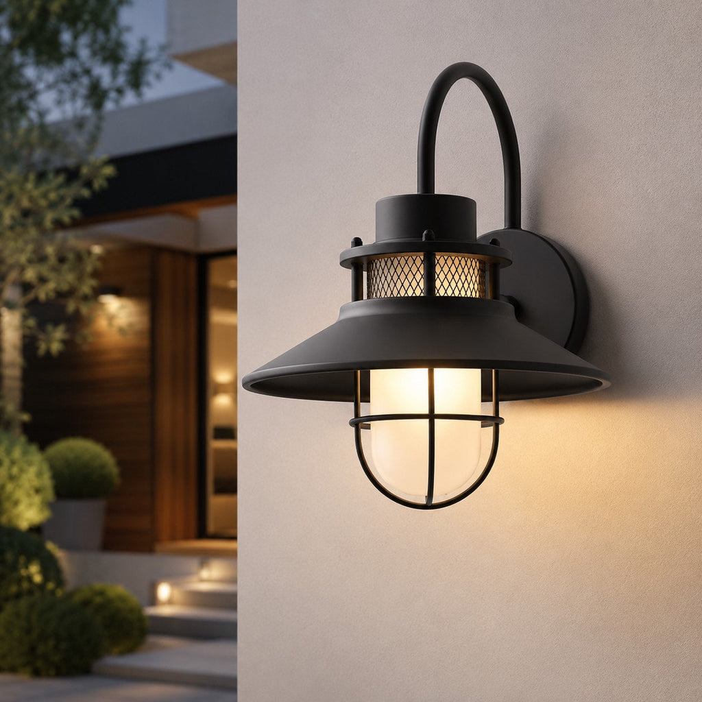 Vintage Outdoor Wall Light with Weatherproof Metal and Glass Construction for LED Bulbs | ribuella