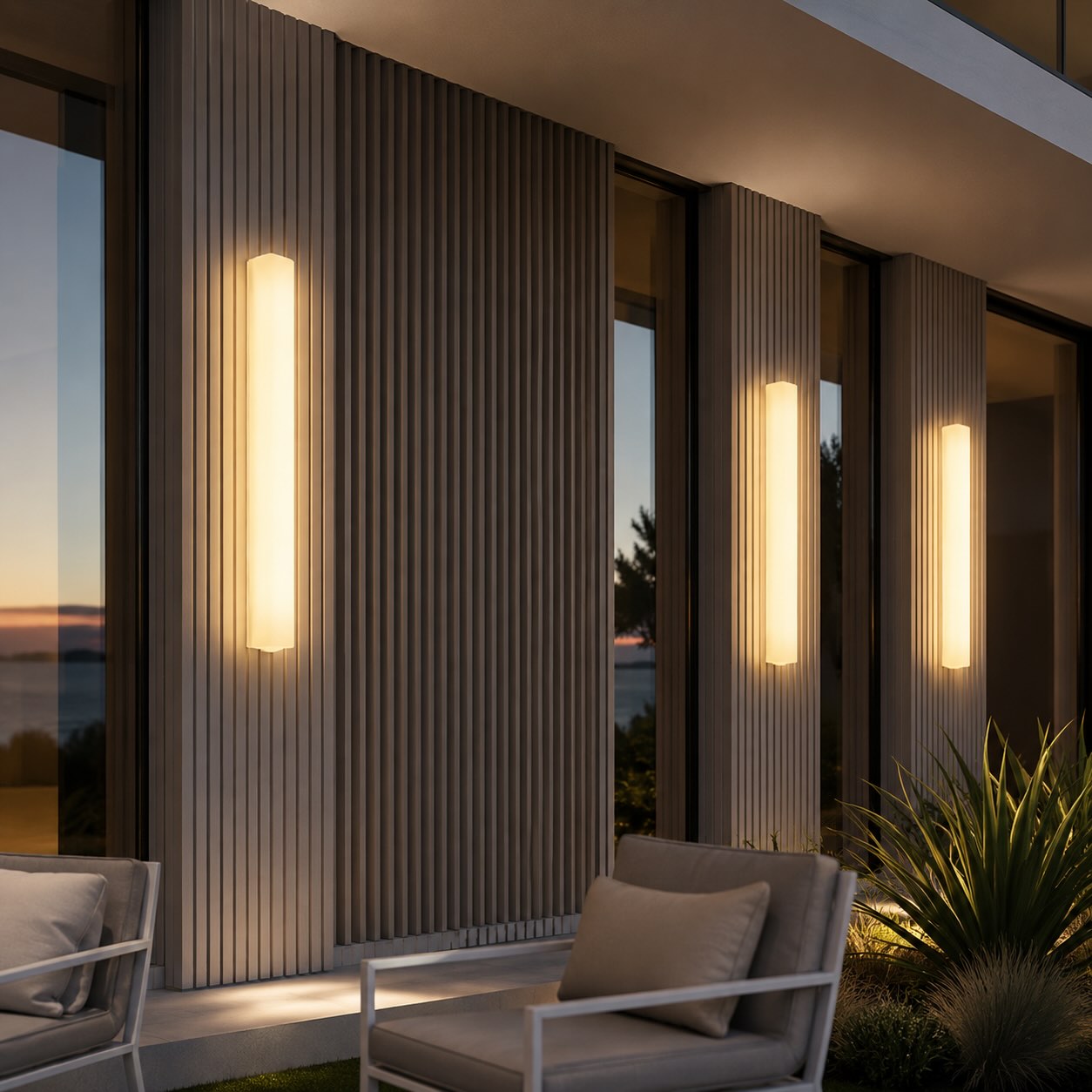 Modern Rectangular Outdoor Wall Lamp Weather-Resistant Resin LED Lighting for Pathways and Patios | ribuella