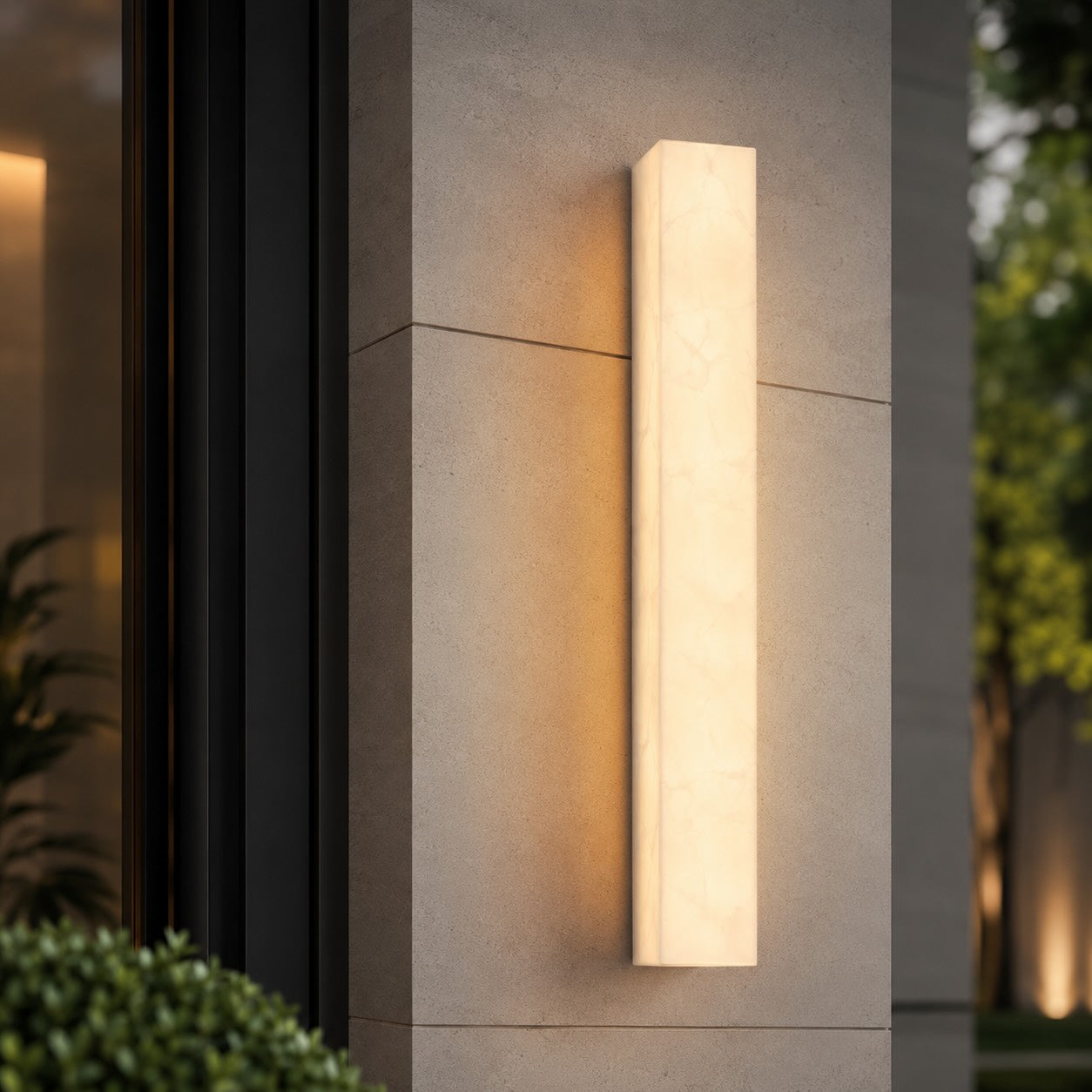 Modern Rectangular Outdoor Wall Lamp Weather-Resistant Resin LED Lighting for Pathways and Patios | ribuella