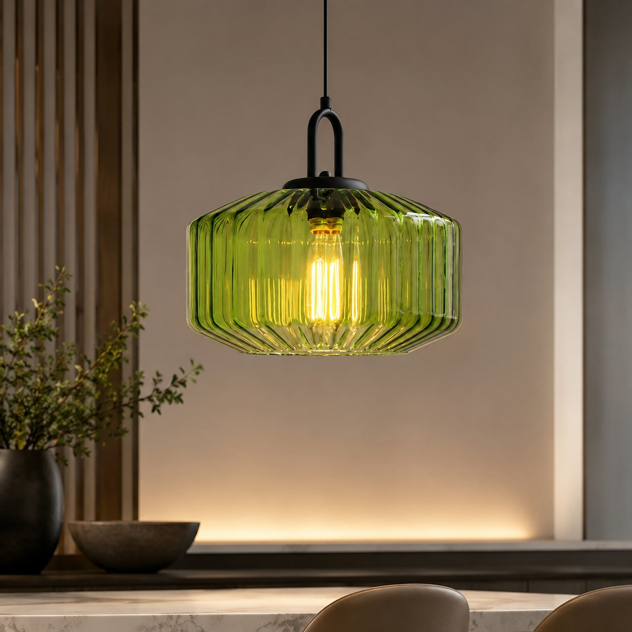 Modern Nordic Pendant Light Adjustable Hanging Glass Shade Iron Construction E27 Compatible | ribuella