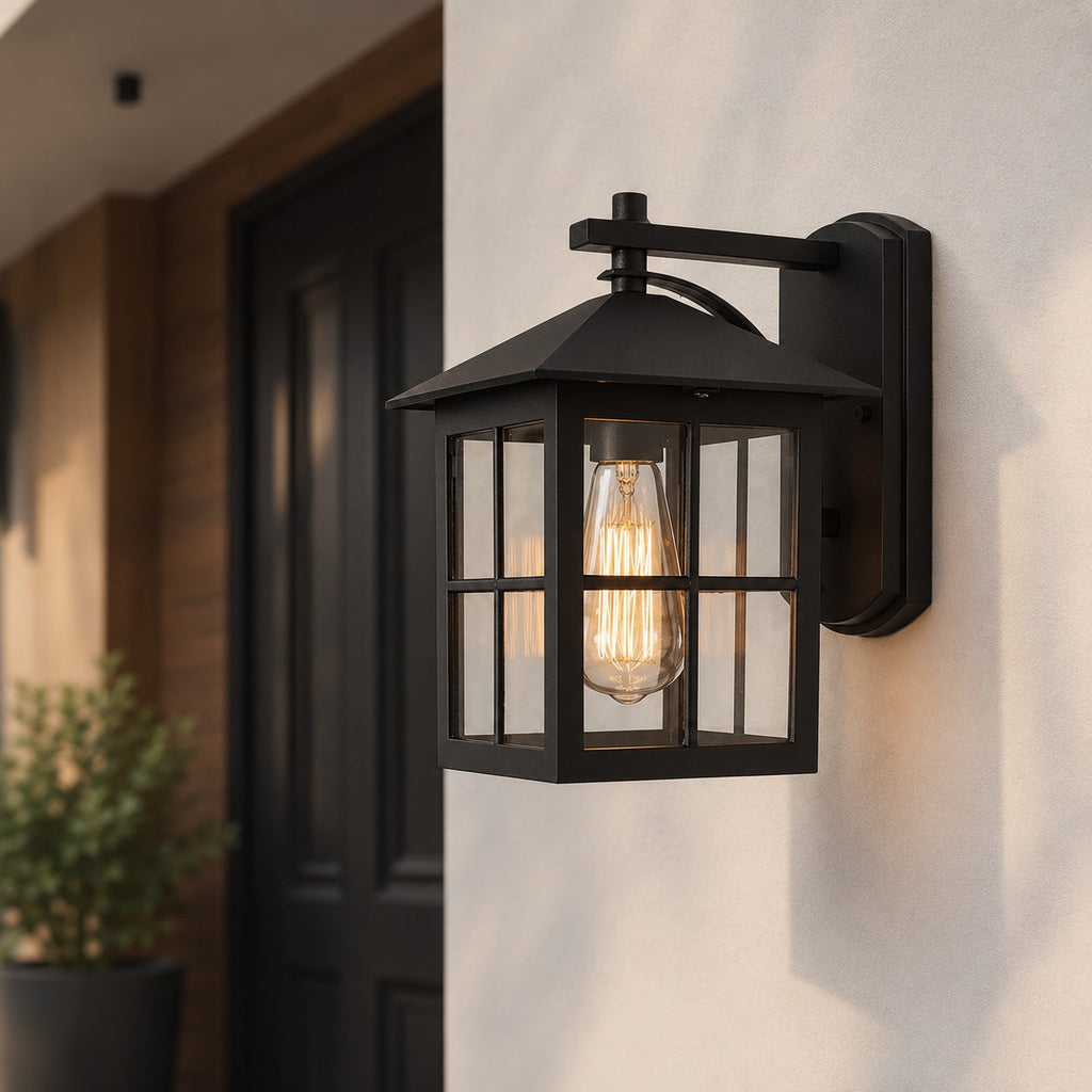 Classic Outdoor Wall Light Aluminum Sconce with Glass Shade IP65 Protection for Exterior Use | ribuella