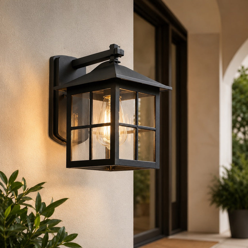 Classic Outdoor Wall Light Aluminum Sconce with Glass Shade IP65 Protection for Exterior Use | ribuella