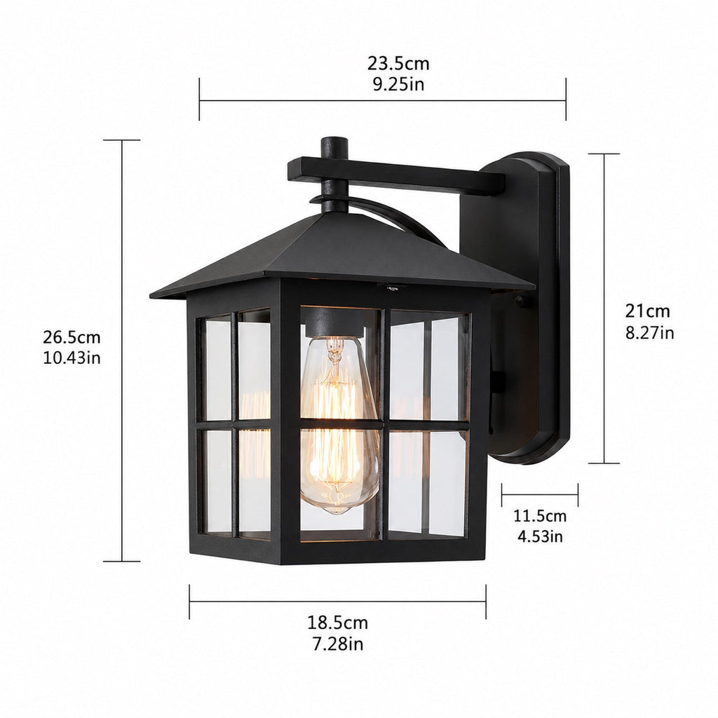 Classic Outdoor Wall Light Aluminum Sconce with Glass Shade IP65 Protection for Exterior Use | ribuella