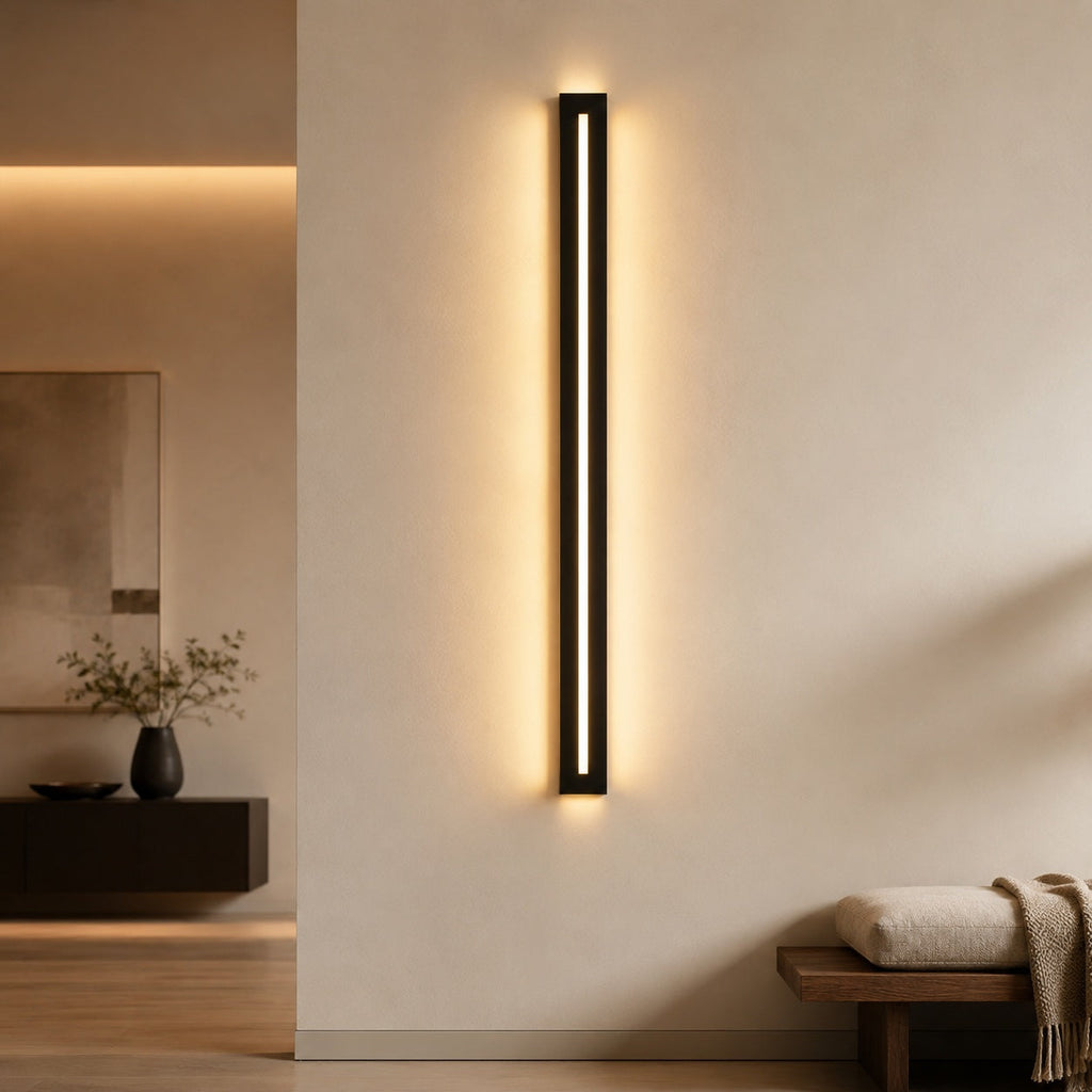 Moderne lineare LED-Wandleuchte, Eisenkorpus mit Acrylschirm und drei Farbtemperaturmodi | ribuella