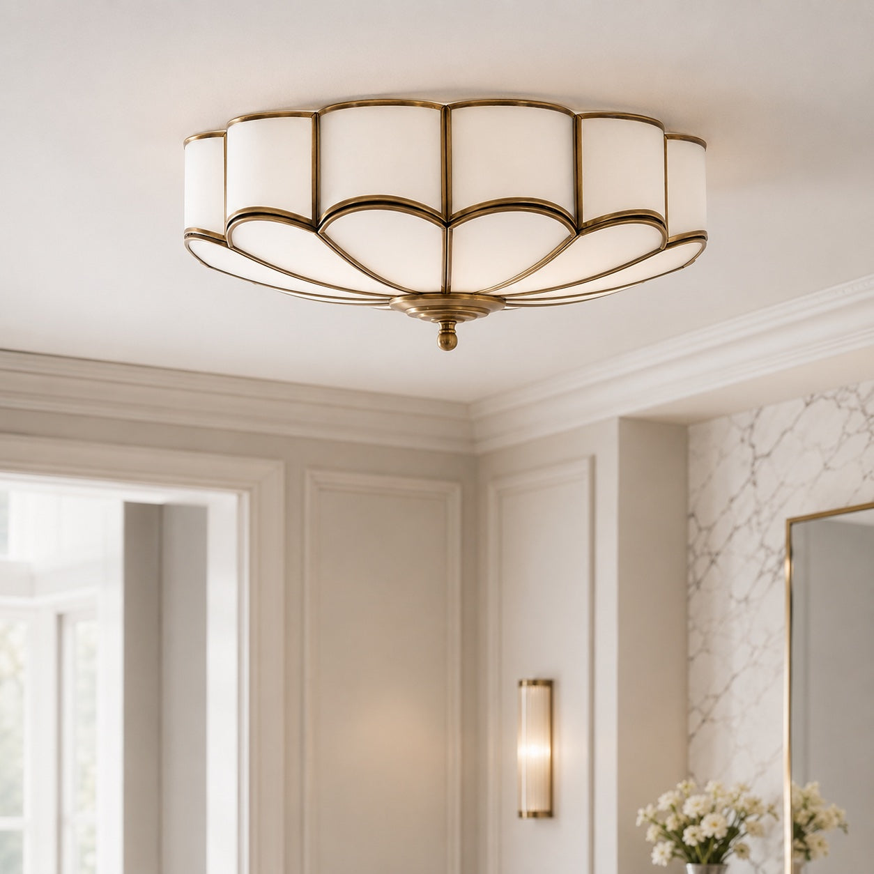 Modern Flower Shape Ceiling Light Adjustable Glass LED Fixture for Elegant Spaces | ribuella