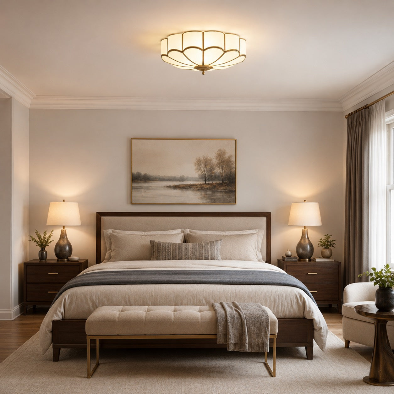Modern Flower Shape Ceiling Light Adjustable Glass LED Fixture for Elegant Spaces | ribuella