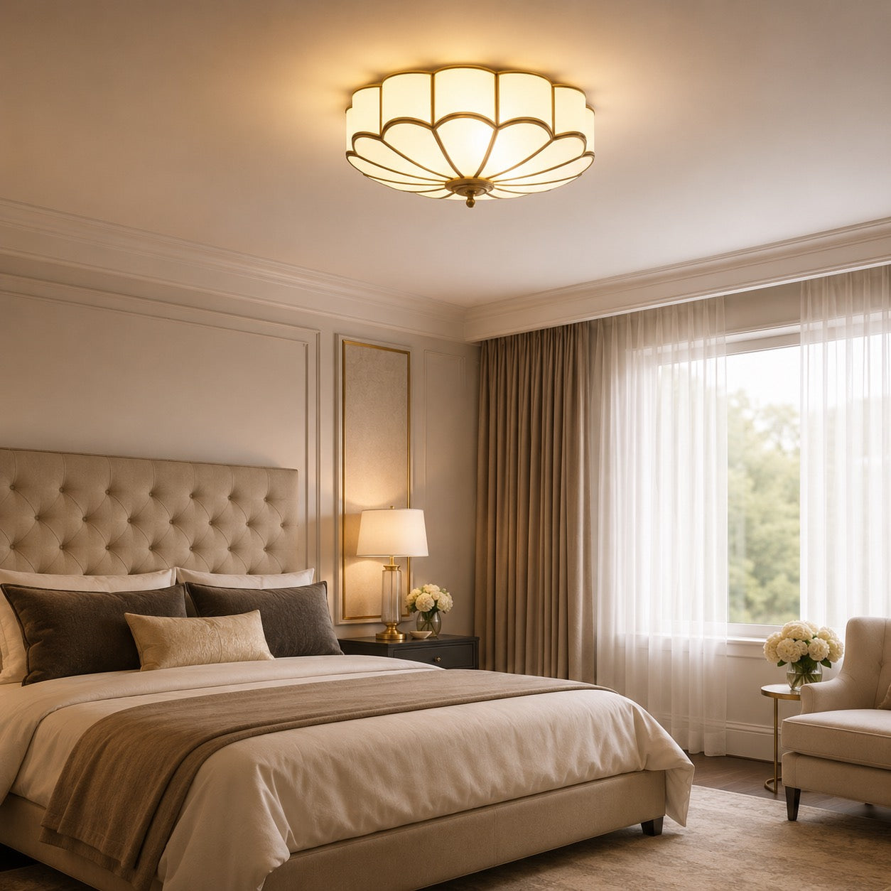 Modern Flower Shape Ceiling Light Adjustable Glass LED Fixture for Elegant Spaces | ribuella