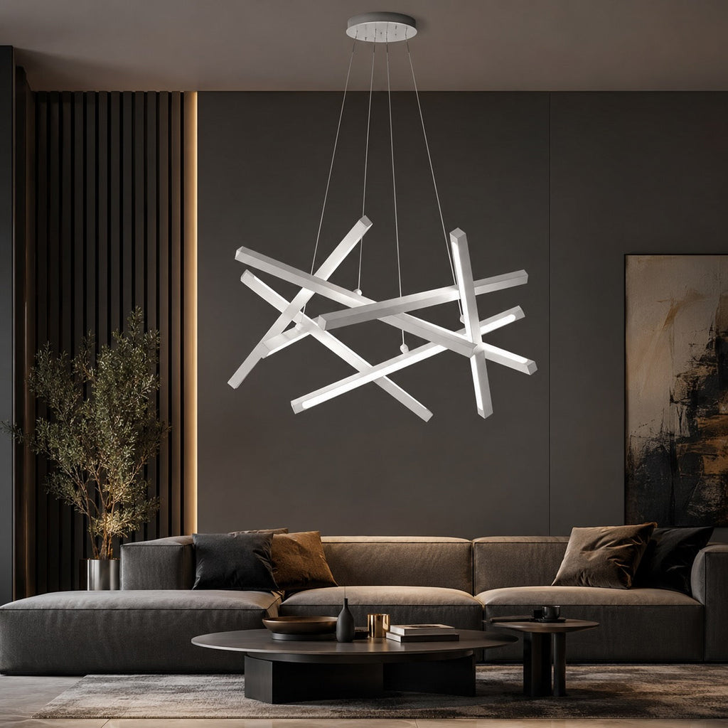 Moderní geometrické závěsné LED svítidlo s akrylovým stínidlem a nastavitelnou teplotou chromatičnosti | ribuella