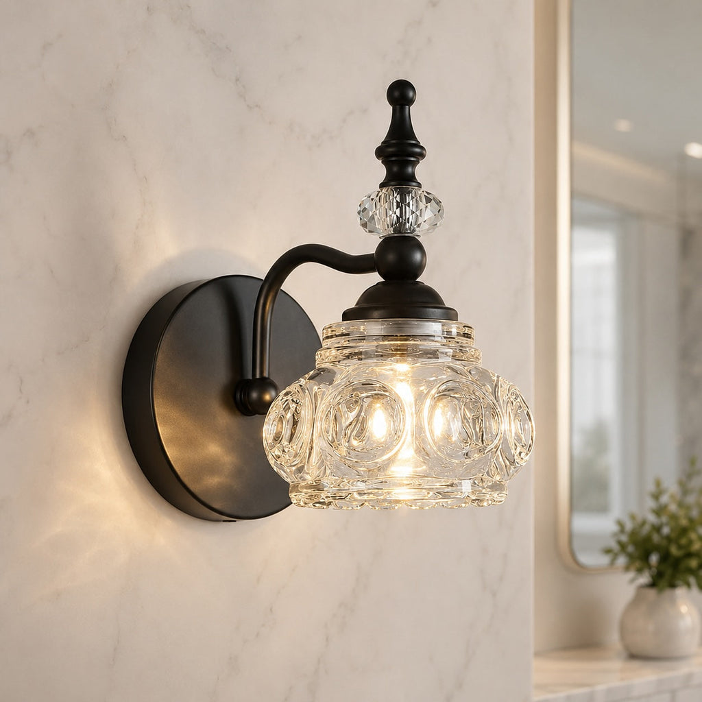 Contemporary Wall Sconce Lighting Iron and Glass Wall Light Adjustable for Bathroom Vanity | ribuella