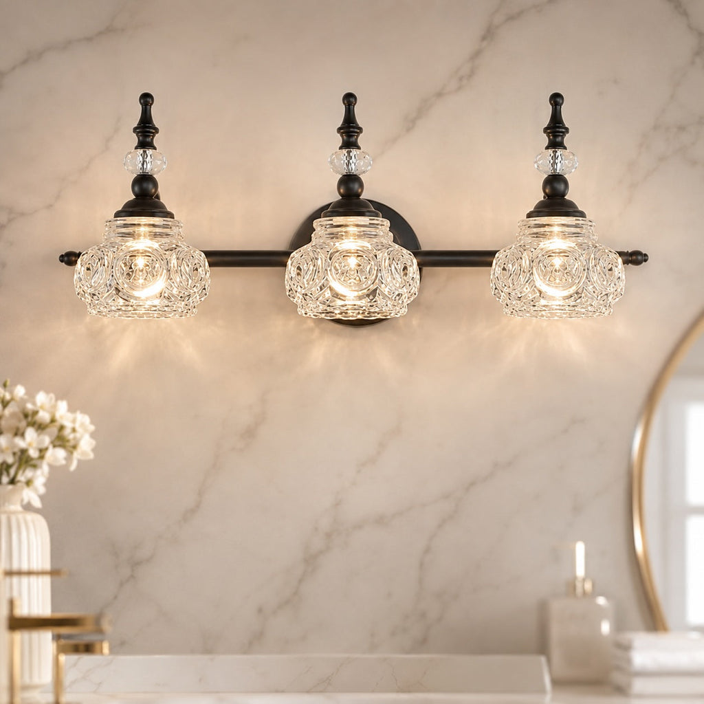Contemporary Wall Sconce Lighting Iron and Glass Wall Light Adjustable for Bathroom Vanity | ribuella