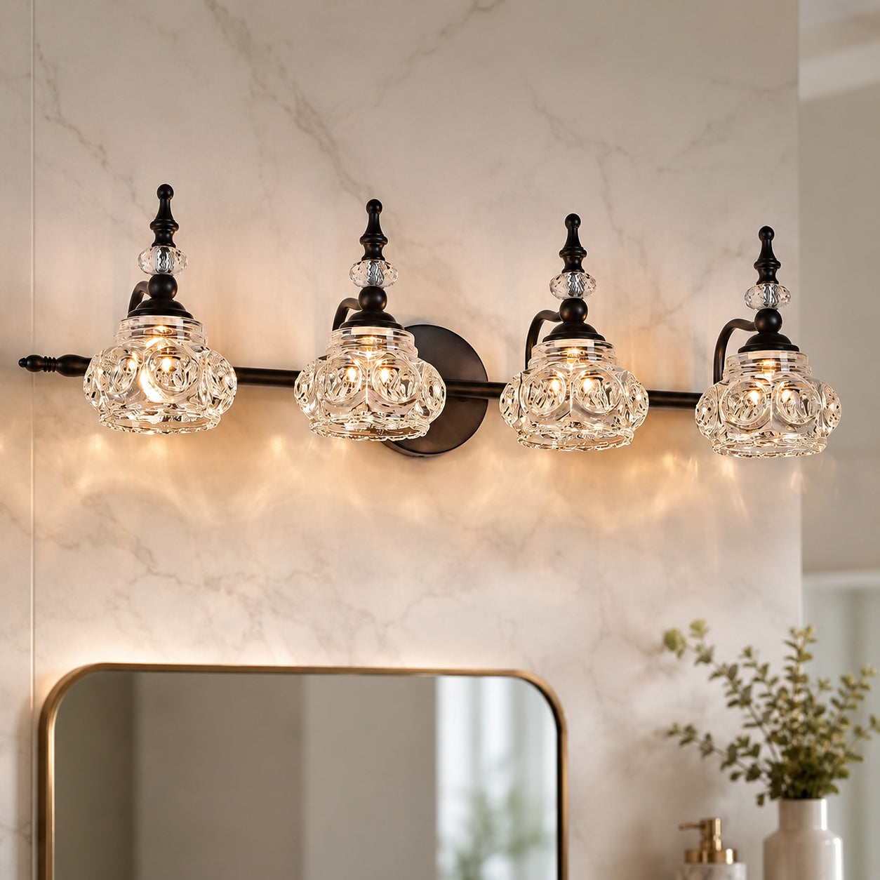 Contemporary Wall Sconce Lighting Iron and Glass Wall Light Adjustable for Bathroom Vanity | ribuella