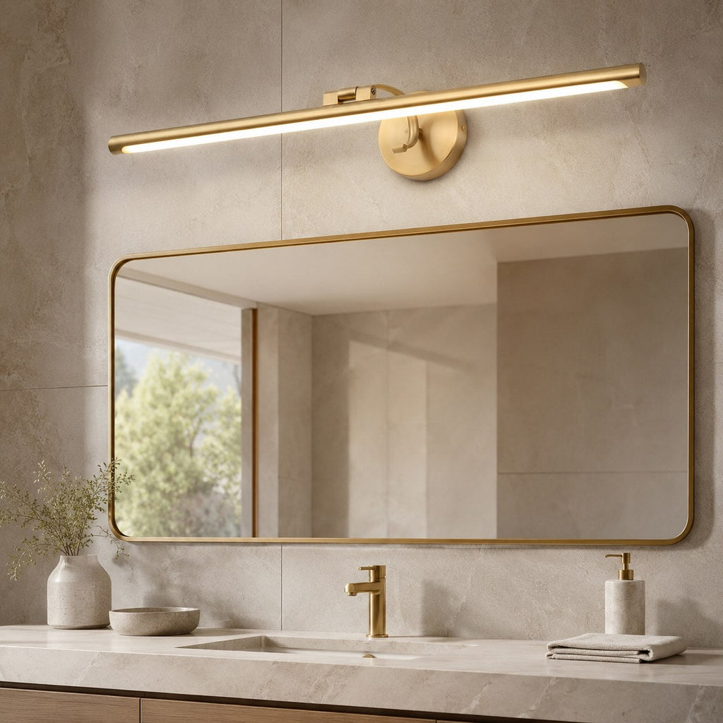 Modern Minimalist Wall Sconce Light Wall Mounted Copper Acrylic LED Bathroom Vanity Lamp | ribuella
