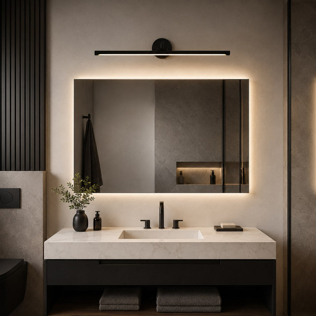Modern Minimalist Wall Sconce Light Wall Mounted Copper Acrylic LED Bathroom Vanity Lamp | ribuella