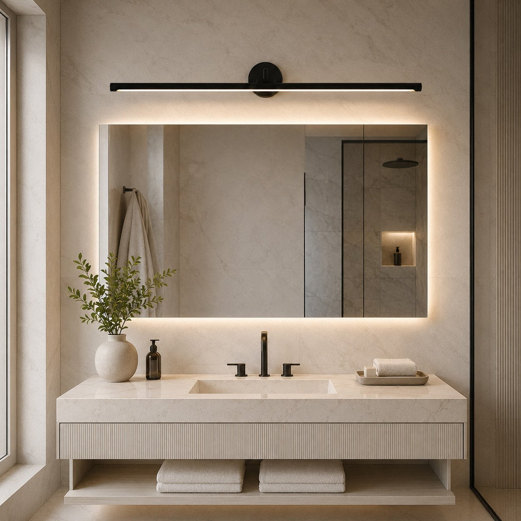 Modern Minimalist Wall Sconce Light Wall Mounted Copper Acrylic LED Bathroom Vanity Lamp | ribuella