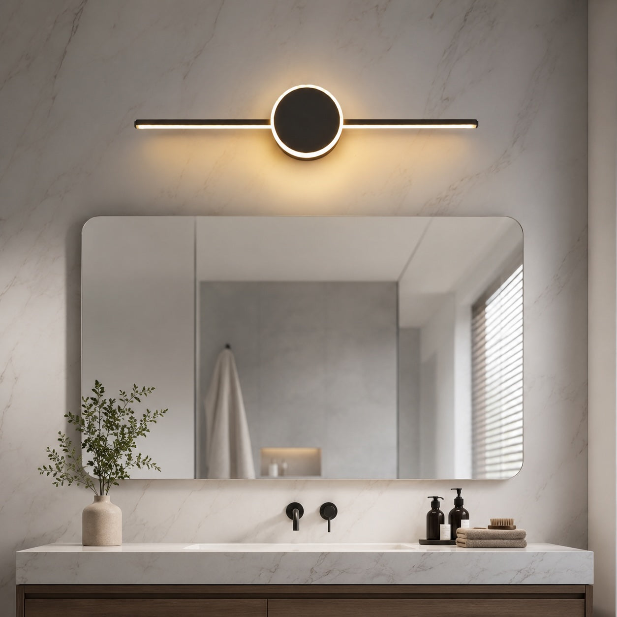 Modern Wall Light Bathroom Sconce Adjustable LED Aluminum Acrylic 3 Color Temperature | ribuella