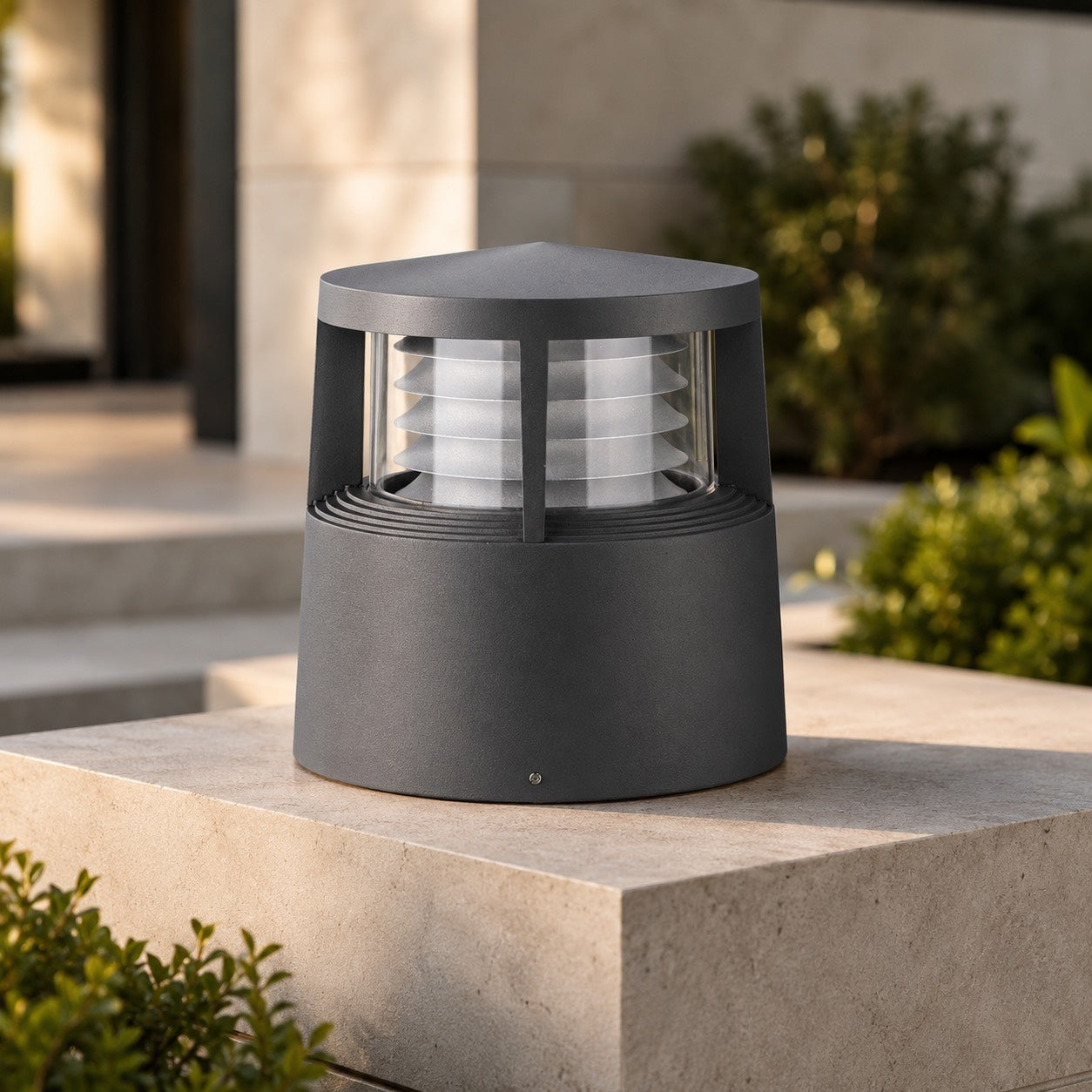 Modern Solar Garden Lights LED Bollard Light Ground Mounted Aluminum Waterproof 18W 3000K Warm White | ribuella
