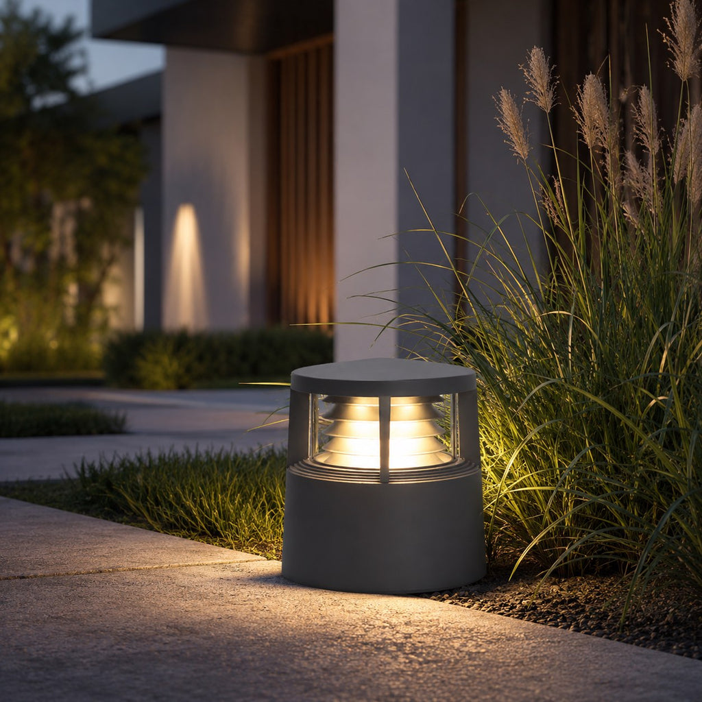 Modern Solar Garden Lights LED Bollard Light Ground Mounted Aluminum Waterproof 18W 3000K Warm White | ribuella