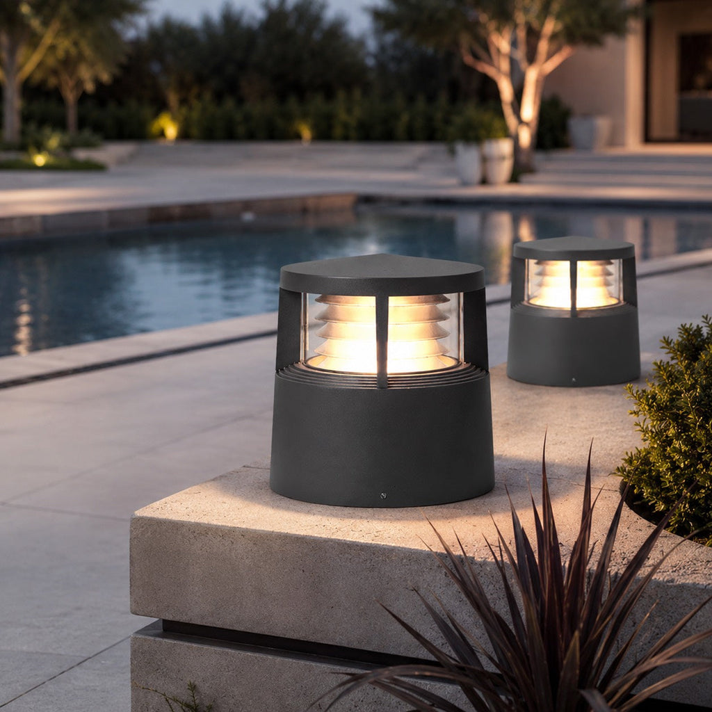 Modern Solar Garden Lights LED Bollard Light Ground Mounted Aluminum Waterproof 18W 3000K Warm White | ribuella