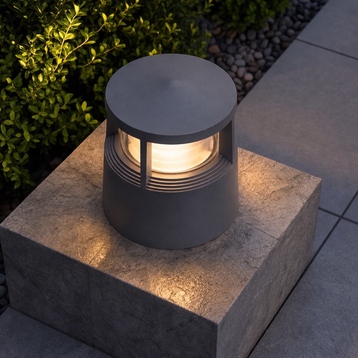 Modern Solar Garden Lights LED Bollard Light Ground Mounted Aluminum Waterproof 18W 3000K Warm White | ribuella